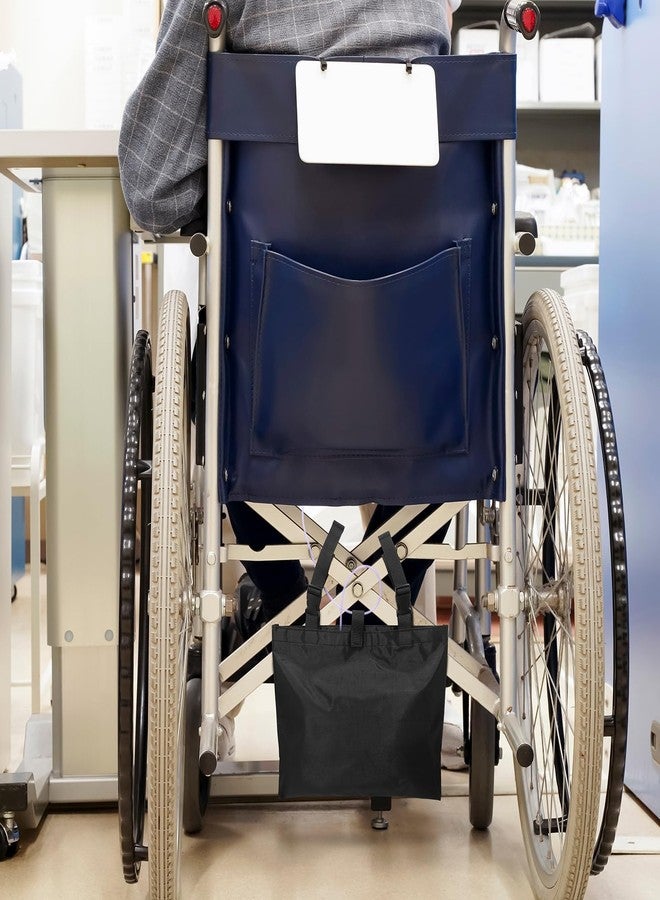 Threlaco 2 Pcs Urine Drainage Bag Holder Canvas Catheter Bag Covers for Wheelchairs Chair Bed Under Basket with Adjustable Straps for Foley Infusion Nephrostomy Bags, 15 x 11 x 9 in(Black) - Image 3